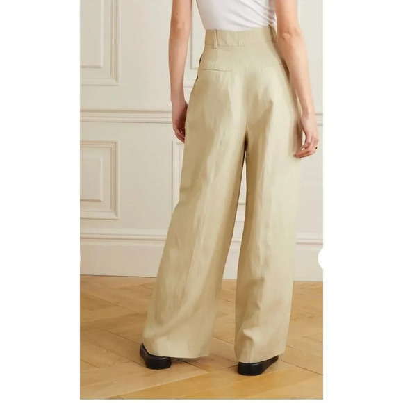 NWT Lou Lou Studio Menak Pleated Woven Wide-Leg Pants Beige Size L - Picture 3 of 7
